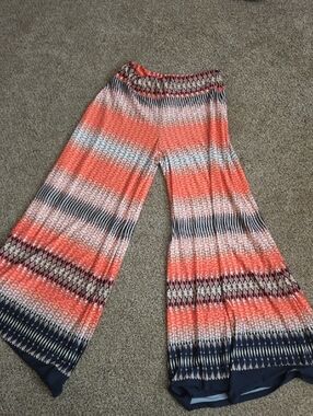 Coco Bianco Coral and Navy Wide Leg Printed Pants